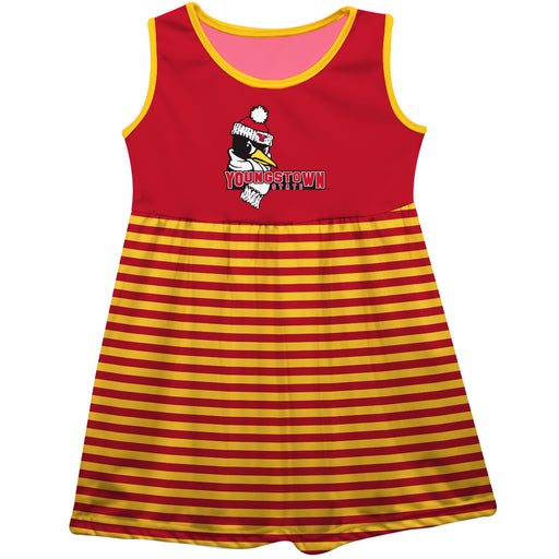 Youngstown State University Penguins Red and Gold Sleeveless Tank Dress with Stripes on Skirt by Vive La Fete