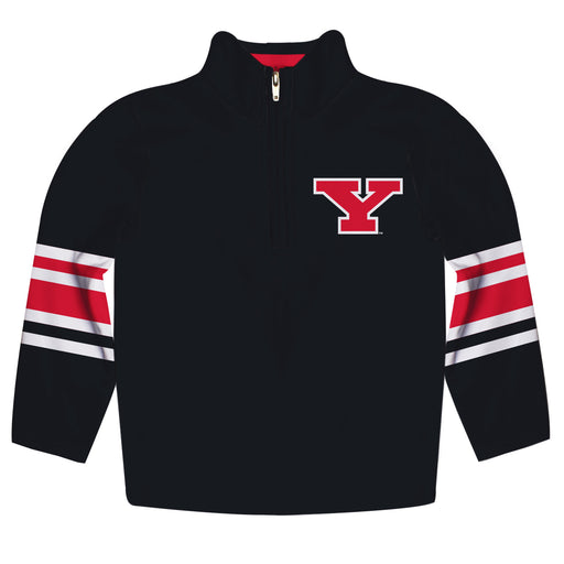 Youngstown State University Penguins Vive La Fete Game Day Black Quarter Zip Pullover Stripes on Sleeves