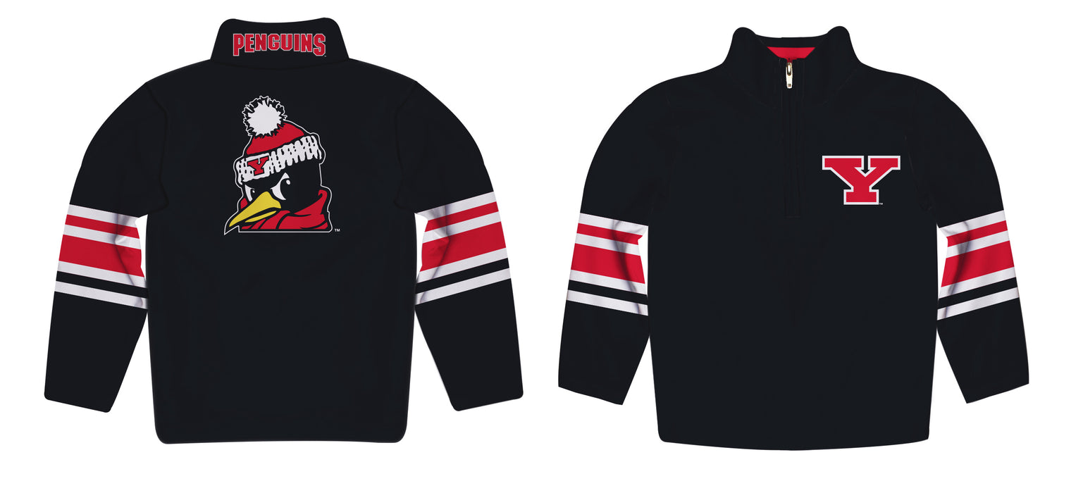 Youngstown State University Penguins Vive La Fete Game Day Black Quarter Zip Pullover Stripes on Sleeves - Vive La Fête - Online Apparel Store