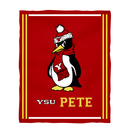 Youngstown State University Penguins Vive La Fete Kids Game Day Red Plush Soft Minky Blanket 36 x 48 Mascot