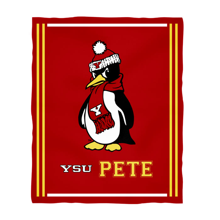 Youngstown State University Penguins Vive La Fete Kids Game Day Red Plush Soft Minky Blanket 36 x 48 Mascot