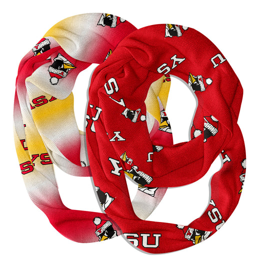 Youngstown State Penguins Vive La Fete All Over Logo Collegiate Women Set of 2 Light Weight Ultra Soft Infinity Scarfs