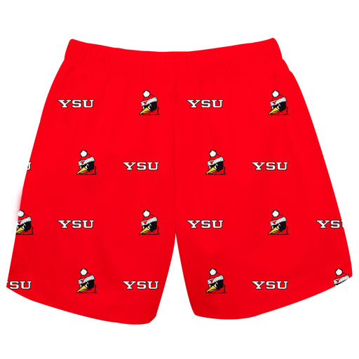 Youngstown State Penguins Vive La Fete Boys Game Day All Over Logo Elastic Waist Classic Play Red Pull On Short