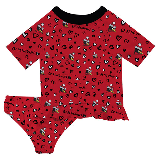 Youngstown State Penguins Vive La Fete All Over Logo Red Long Sleeve Bikini Set