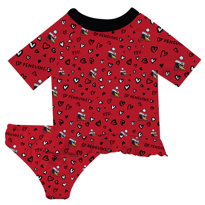 Youngstown State Penguins Vive La Fete All Over Logo Red Long Sleeve Bikini Set