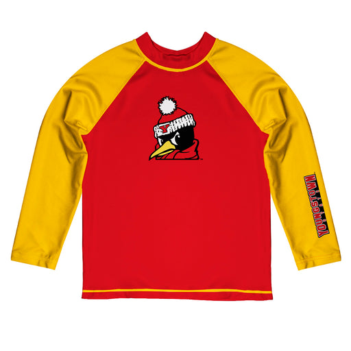 Youngstown State Penguins Vive La Fete Logo Red Yellow Long Sleeve Raglan Rashguard
