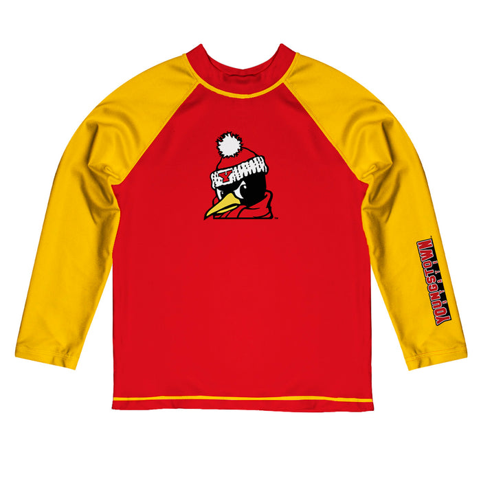 Youngstown State Penguins Vive La Fete Logo Red Yellow Long Sleeve Raglan Rashguard