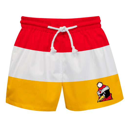 Youngstown State Penguins Vive La Fete Red White Yellow Stripes Swimtrunks V1