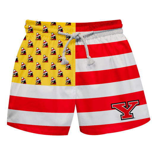 Youngstown State Penguins Vive La Fete Game Day Red White Yellow Flag Swimtrunks V1