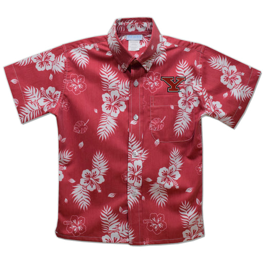 Youngstown State Penguins Red Hawaiian Short Sleeve Button Down Shirt