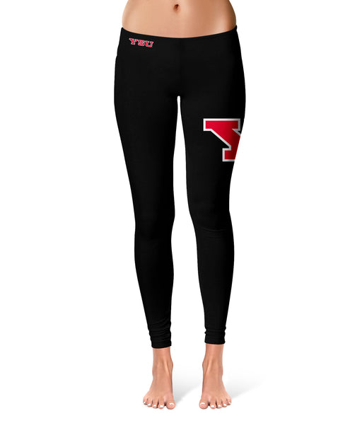 Youngstown State Penguins Vive La Fete Collegiate Large Logo on Thigh Women Black Yoga Leggings 2.5 Waist Tights