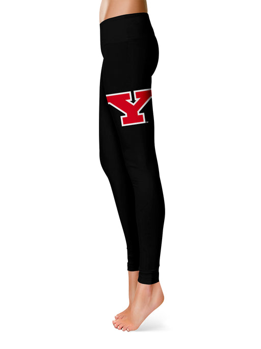 Youngstown State Penguins Vive La Fete Collegiate Large Logo on Thigh Women Black Yoga Leggings 2.5 Waist Tights - Vive La Fête - Online Apparel Store