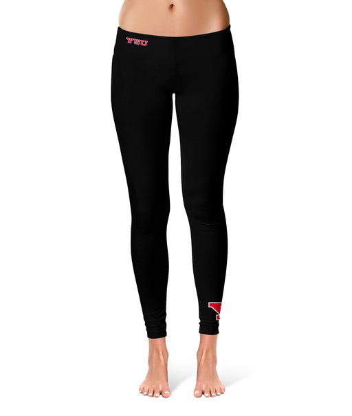 Youngstown State Penguins Vive La Fete Game Day Collegiate Logo at Ankle Women Black Yoga Leggings 2.5 Waist Tights