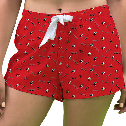 Youngstown State Penguins Vive La Fete Game Day All Over Logo Women Red Lounge Shorts