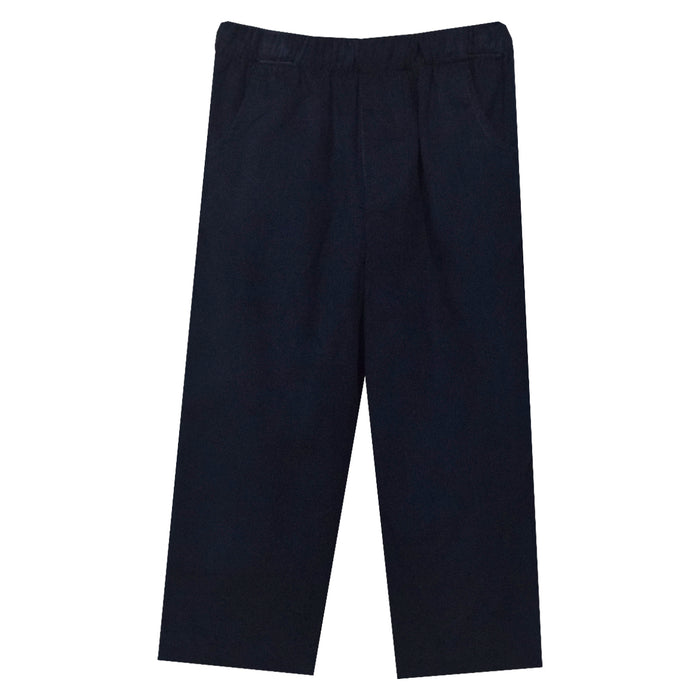 Navy Blue Corduroy Boys Pull On Pant with Pockets - Vive La Fête - Online Apparel Store