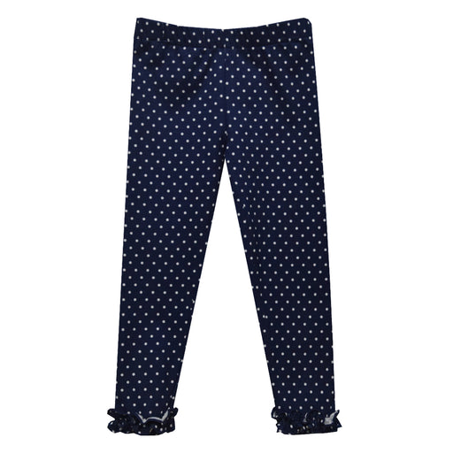 Navy Polka Dots Knit Girls Ruffle Pant - Vive La Fête - Online Apparel Store