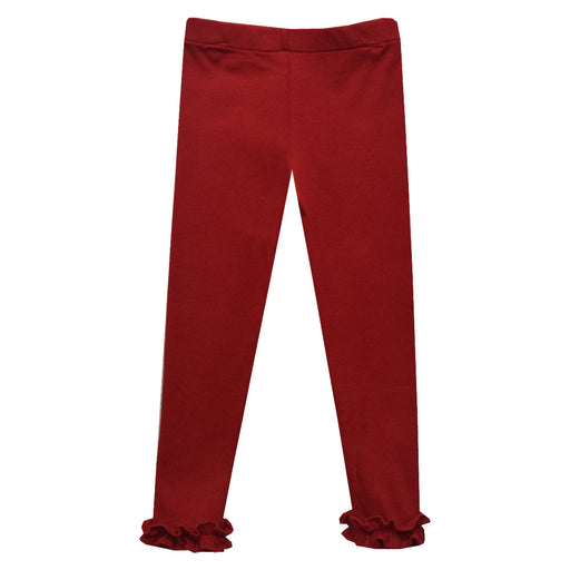 Solid Red Knit Girls Ruffle Pant