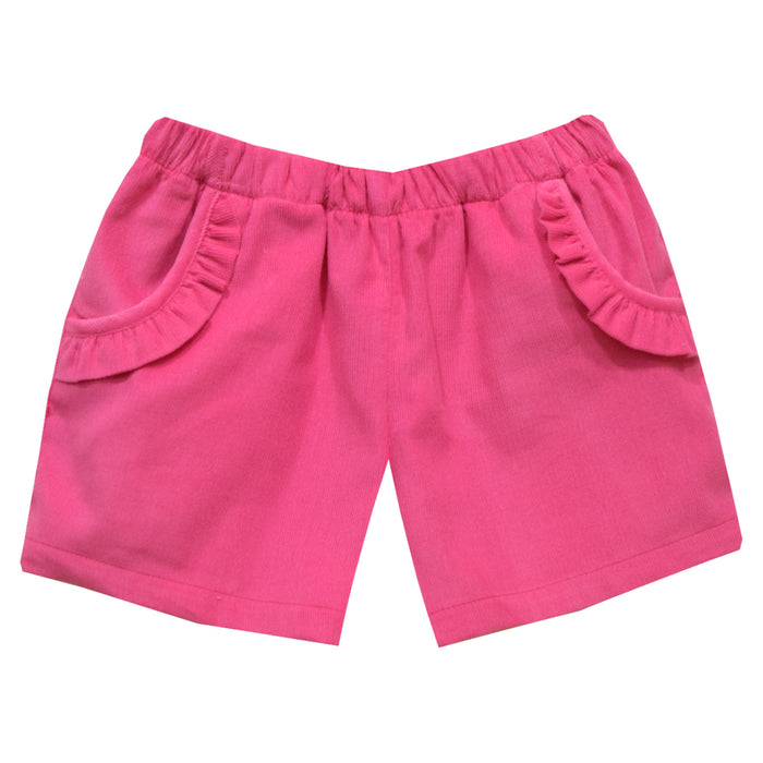 Hot Pink Corduroy Girls Ruffle Short - Vive La Fête - Online Apparel Store