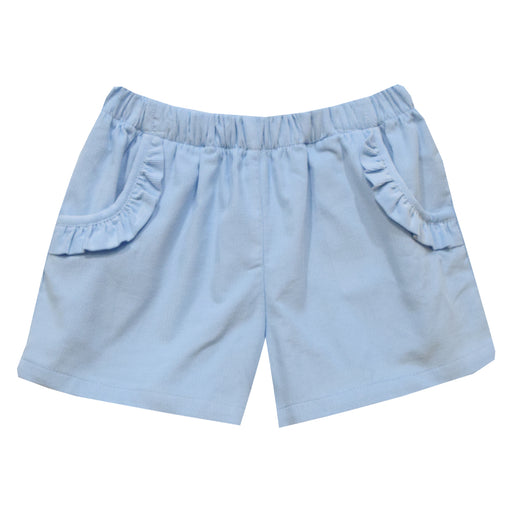 Light Blue Corduroy Girls Ruffle Short - Vive La Fête - Online Apparel Store