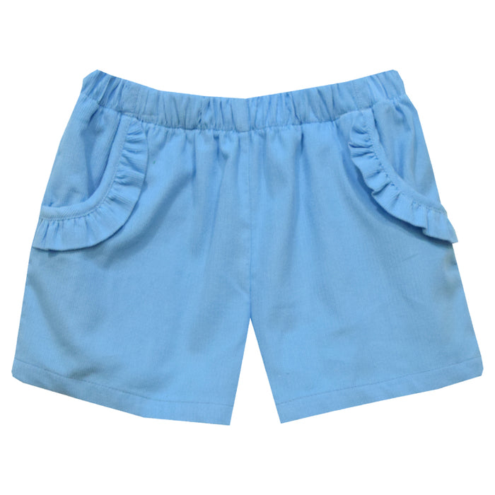 Sea Blue Corduroy Girls Ruffle Short - Vive La Fête - Online Apparel Store