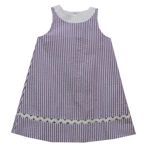 Stripe Lavender Seerscker Sleeveless Shift Dress