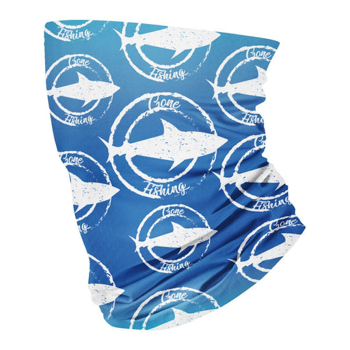 Gone Fishing Shark Marine Blue Neck Gaiter - Vive La Fête - Online Apparel Store