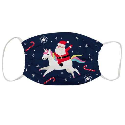 Santa and Unicorn Navy Face Mask - Vive La Fête - Online Apparel Store