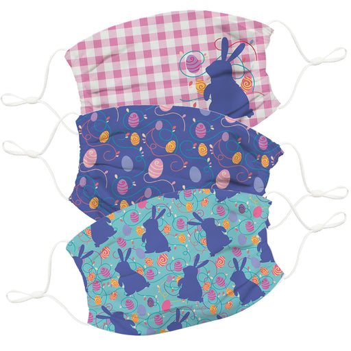 Bunnies and Easter Eggs Print Colors Face Mask Set of Three - Vive La Fête - Online Apparel Store