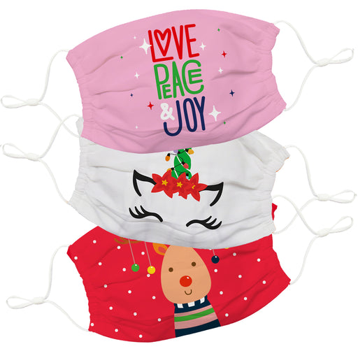Christmas Love Peace and Joy Colors Face Mask Set Of Three