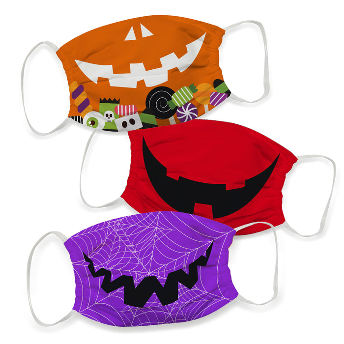 Not So Scary Jack O Lantern Colors Face Mask Set Of Three - Vive La Fête - Online Apparel Store