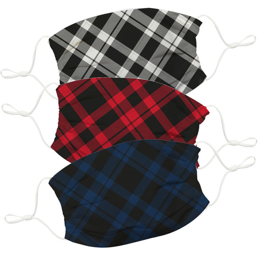 Plaid Navy Red and White Face Mask Set Of Three - Vive La Fête - Online Apparel Store