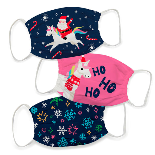 Santa and Unicorn Colors Face Mask Set of Three - Vive La Fête - Online Apparel Store
