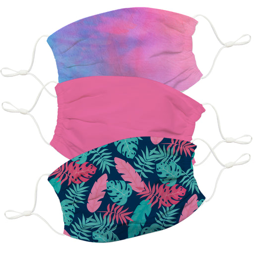 Tropical Pink and Navy Face Mask Set of Three - Vive La Fête - Online Apparel Store