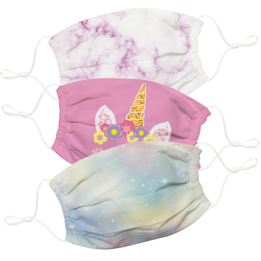Unicorn White and Green Face Mask Set of Three - Vive La Fête - Online Apparel Store