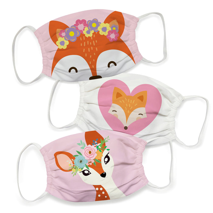 Woodland Animals Pink And White Face Mask Set Of Three - Vive La Fête - Online Apparel Store