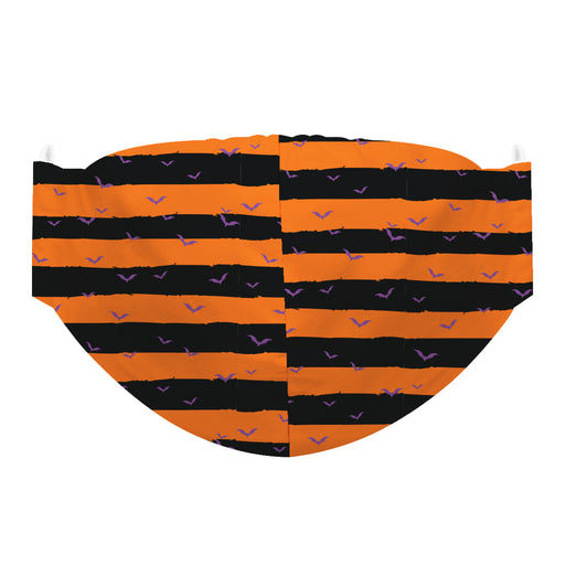 Bat Print Black And Orange Stripe Face Mask - Vive La Fête - Online Apparel Store