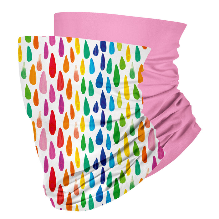 Colored Drops White and Solid Pink Face Gaiter Set of Two - Vive La Fête - Online Apparel Store