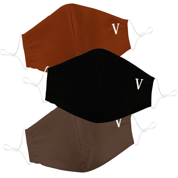 Personalized Initial Name Brown and Black Face Mask Set Of Three - Vive La Fête - Online Apparel Store