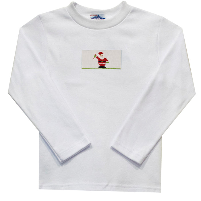 Smocked Santa Clause in long sleeve boys tee shirt - Vive La Fête - Online Apparel Store