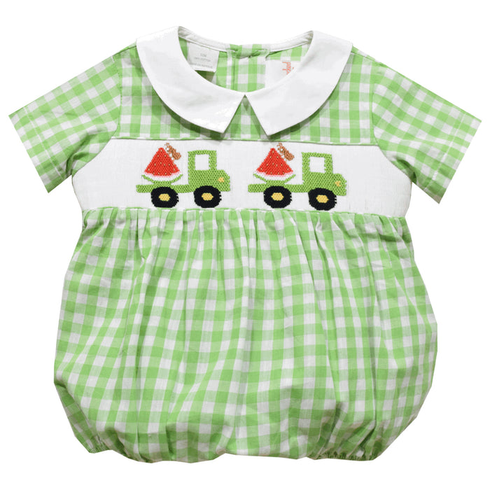 Truck with Watermelon Smocked Boys Bubble