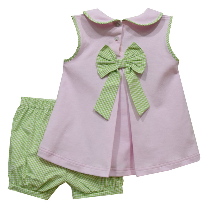 Golf Car Applique Lime Green Check Seersucker Girls Short Bubble Set - Vive La Fête - Online Apparel Store