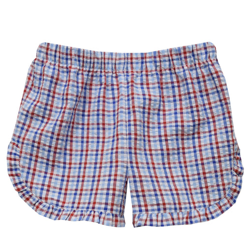 Red and Blue Plaid Girls Short