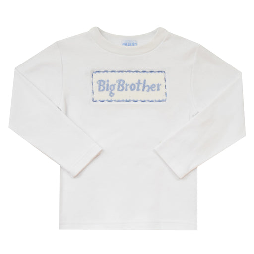 Big Brother Smocked White Knit Long Sleeve Boys Tee Shirt