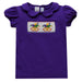 Mardi Gras Smocked Purple Knit Girls Puff Sleeve Top