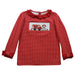 Firetrucks Smocked Red Polka Dots Knit Long Sleeve Girls Blouse With Bow