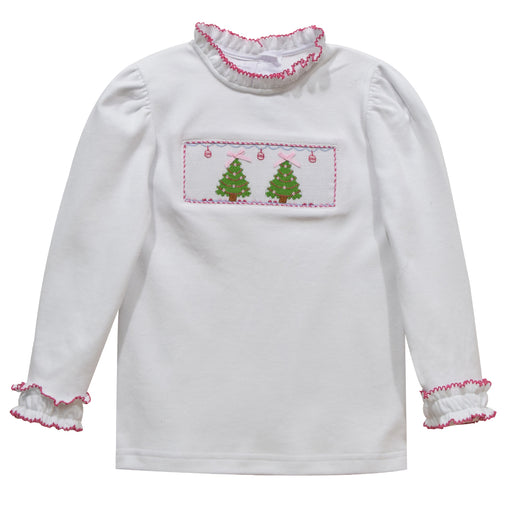 Cristmas Tree Smocked White Knit Long Sleeve - Vive La Fête - Online Apparel Store