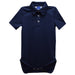Navy Solid Fly Knit Short Sleeve Polo Onesie