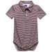 Maroon Fly Knit Pencil Stripe Short Polo Onesie