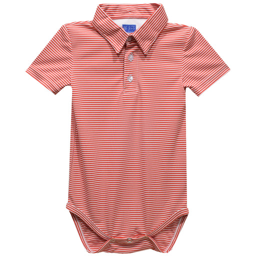 Red Cardinal Fly Knit Pencil Stripe Short Polo Onesie