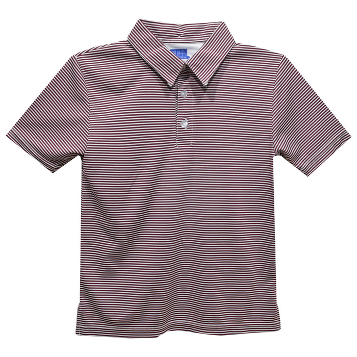 Maroon Fly knit Pencil Stripe Short Sleeve Polo